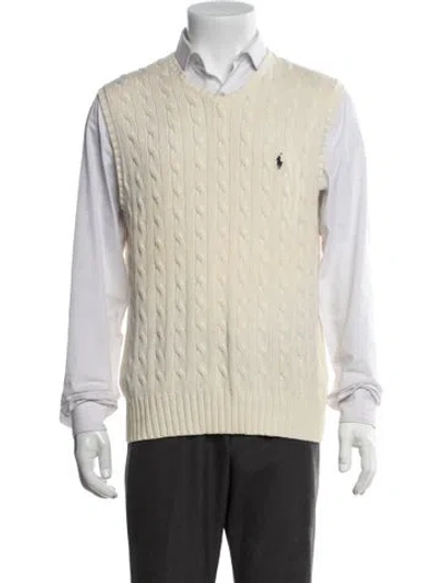 Pre-owned Polo Ralph Lauren V-neck Sleeveless Sweater Vest In Neutrals