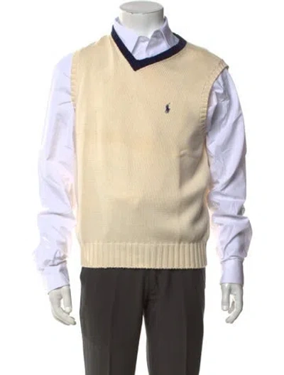 Pre-owned Polo Ralph Lauren V-neck Sleeveless Sweater Vest In Neutrals