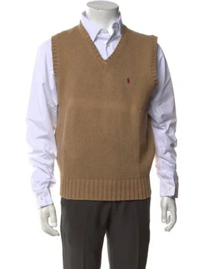 Pre-owned Polo Ralph Lauren V-neck Sleeveless Sweater Vest In Neutrals