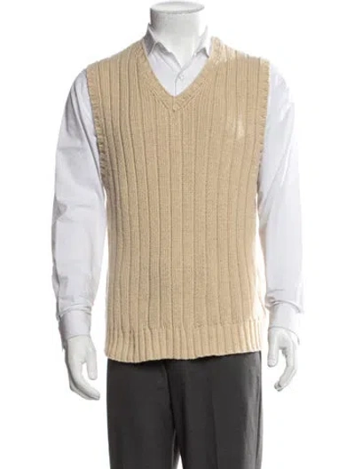 Pre-owned Polo Ralph Lauren V-neck Sleeveless Sweater Vest In Neutrals