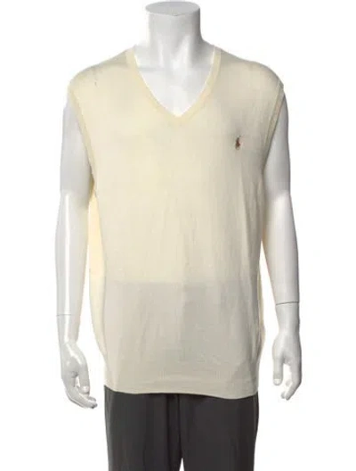 Pre-owned Polo Ralph Lauren V-neck Sleeveless Sweater Vest In Neutrals