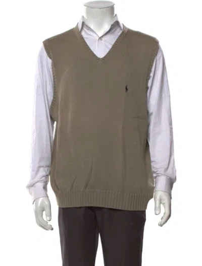 Pre-owned Polo Ralph Lauren V-neck Sleeveless Sweater Vest In Neutrals