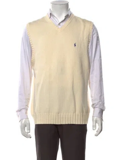 Pre-owned Polo Ralph Lauren V-neck Sleeveless Sweater Vest In Neutrals