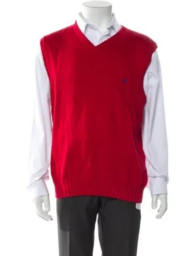 Pre-owned Polo Ralph Lauren V-neck Sleeveless Sweater Vest In Red