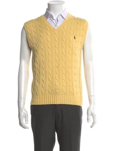 Pre-owned Polo Ralph Lauren V-neck Sleeveless Sweater Vest In Yellow