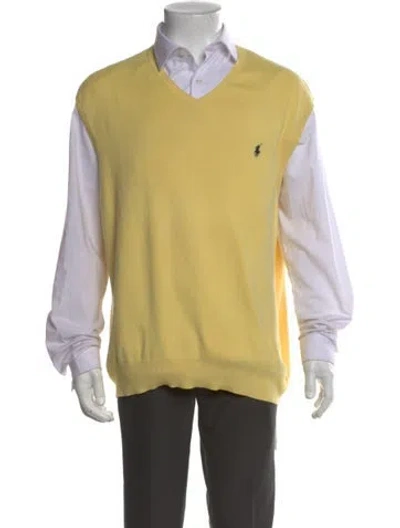 Pre-owned Polo Ralph Lauren V-neck Sleeveless Sweater Vest In Yellow