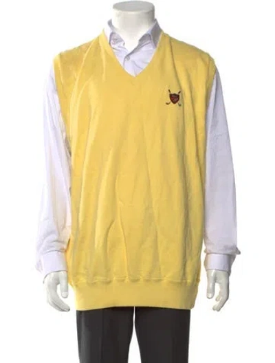Pre-owned Polo Ralph Lauren V-neck Sleeveless Sweater Vest In Yellow