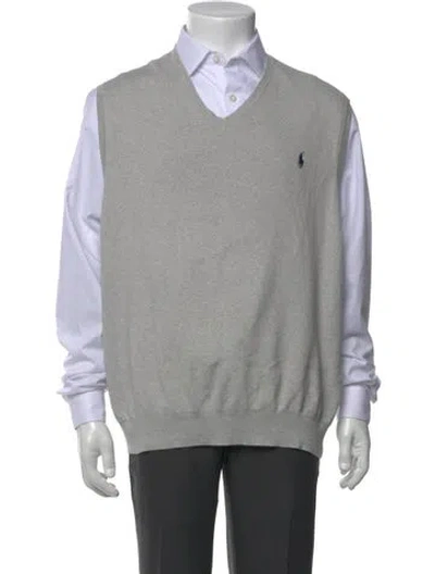 Pre-owned Polo Ralph Lauren V-neck Sleeveless Sweatshirt In Gray