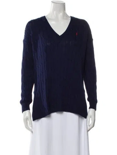 Pre-owned Polo Ralph Lauren V-neck Sweater In Blue