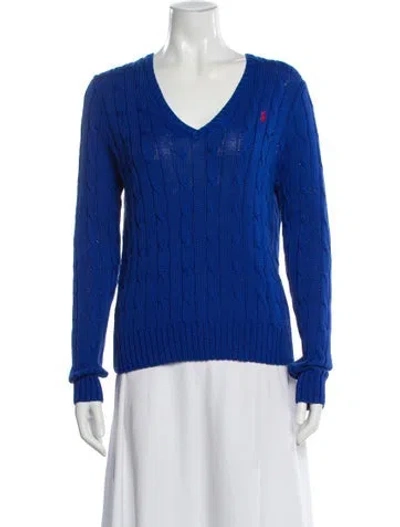 Pre-owned Polo Ralph Lauren V-neck Sweater In Blue