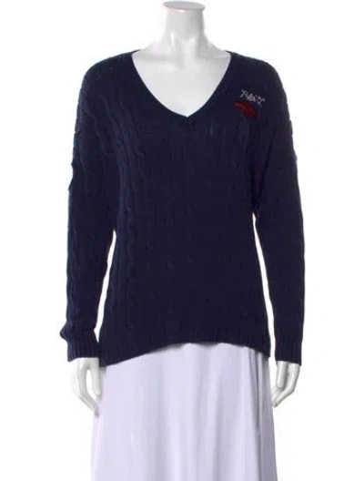 Pre-owned Polo Ralph Lauren V-neck Sweater In Blue