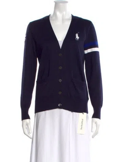 Pre-owned Polo Ralph Lauren V-neck Sweater In Blue