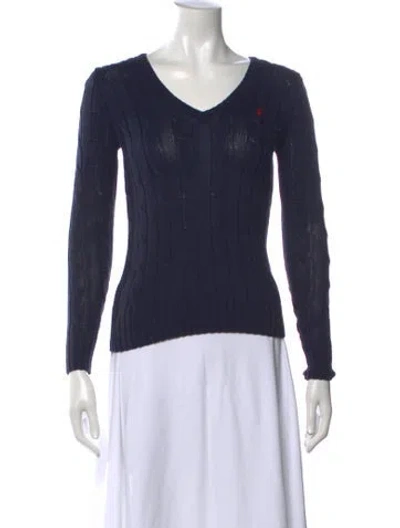 Pre-owned Polo Ralph Lauren V-neck Sweater In Blue