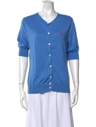 Pre-owned Polo Ralph Lauren V-neck Sweater In Blue