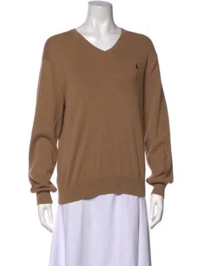 Pre-owned Polo Ralph Lauren V-neck Sweater In Brown