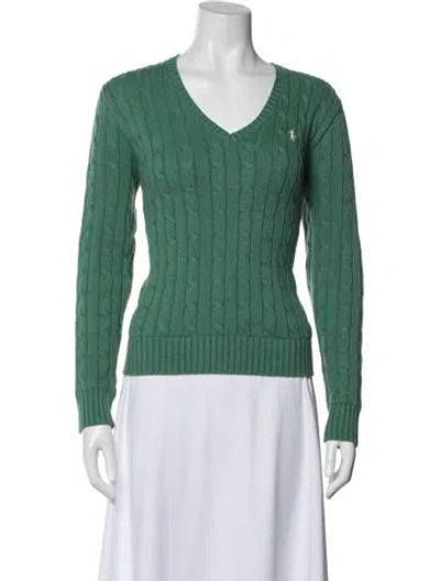 Pre-owned Polo Ralph Lauren V-neck Sweater In Green