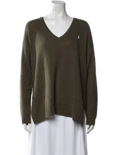 Pre-owned Polo Ralph Lauren V-neck Sweater In Green