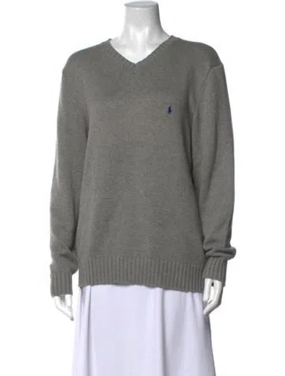 Pre-owned Polo Ralph Lauren V-neck Sweater In Grey