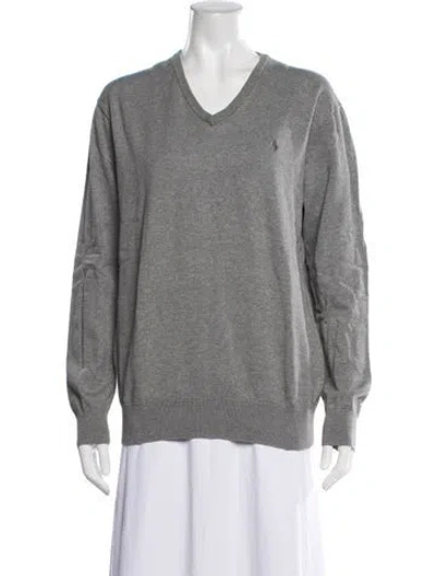 Pre-owned Polo Ralph Lauren V-neck Sweater In Grey