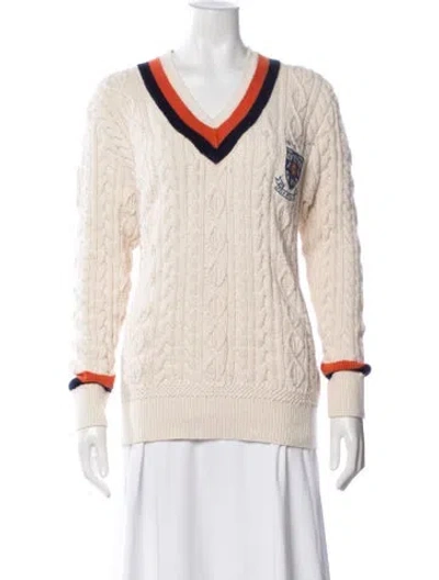 Pre-owned Polo Ralph Lauren V-neck Sweater In Neutrals