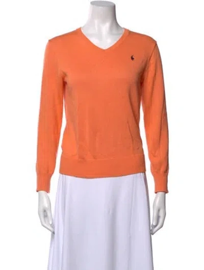 Pre-owned Polo Ralph Lauren V-neck Sweater In Orange