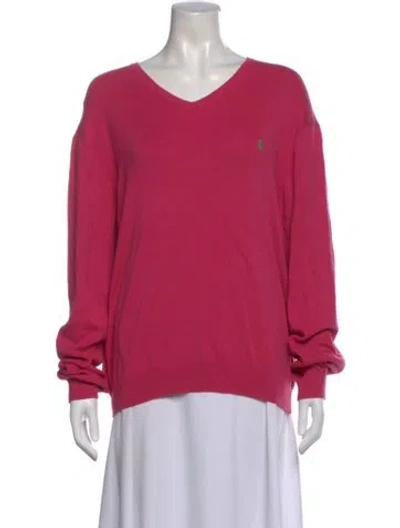 Pre-owned Polo Ralph Lauren V-neck Sweater In Pink