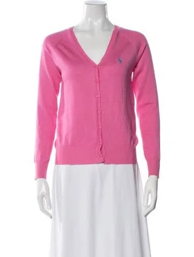 Pre-owned Polo Ralph Lauren V-neck Sweater In Pink