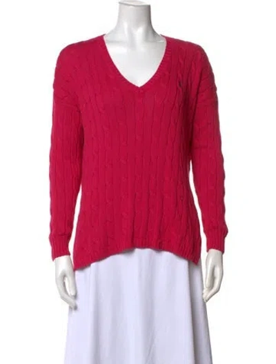 Pre-owned Polo Ralph Lauren V-neck Sweater In Pink