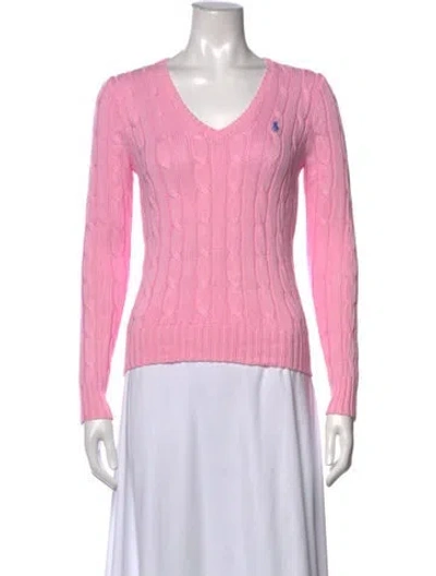 Pre-owned Polo Ralph Lauren V-neck Sweater In Pink