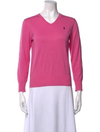Pre-owned Polo Ralph Lauren V-neck Sweater In Pink