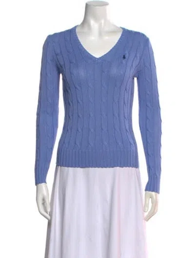 Pre-owned Polo Ralph Lauren V-neck Sweater W/ Tags In Blue