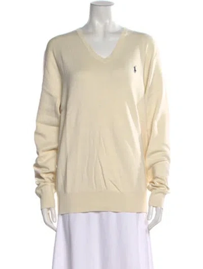 Pre-owned Polo Ralph Lauren V-neck Sweater W/ Tags In Neutral