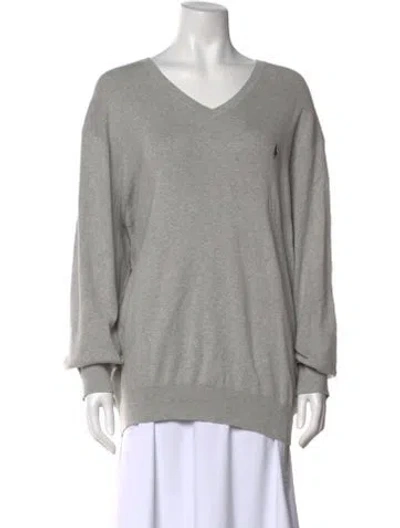 Pre-owned Polo Ralph Lauren V-neck Sweater W/ Tags In Silver