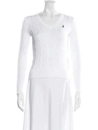 Pre-owned Polo Ralph Lauren V-neck Sweater W/ Tags In White