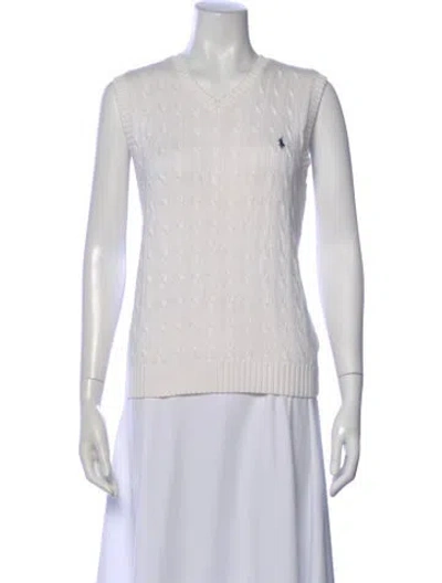 Pre-owned Polo Ralph Lauren V-neck Sweater In White