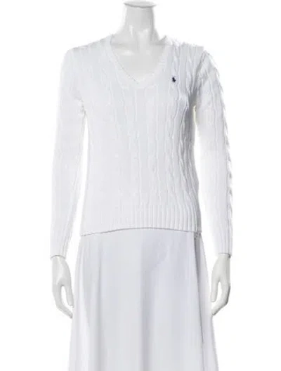 Pre-owned Polo Ralph Lauren V-neck Sweater In White