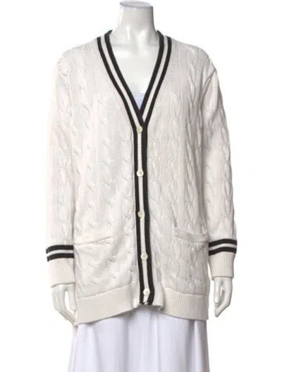 Pre-owned Polo Ralph Lauren V-neck Sweater In White