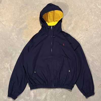 Pre-owned Polo Ralph Lauren Vtg 1990s T Pony Hooded Cotton Zip Jacket In Blue