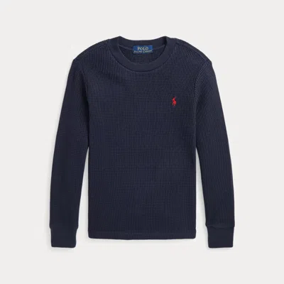 Polo Ralph Lauren Waffle-knit Cotton Long-sleeve Tee In Rl Navy