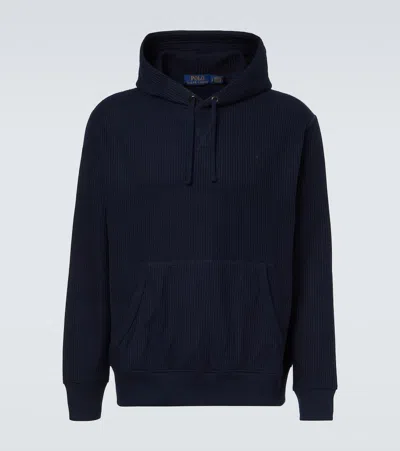Polo Ralph Lauren Waffle-knit Hoodie In Blue