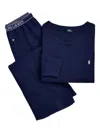 Polo Ralph Lauren Waffle-knit Pyjama Set In Blue