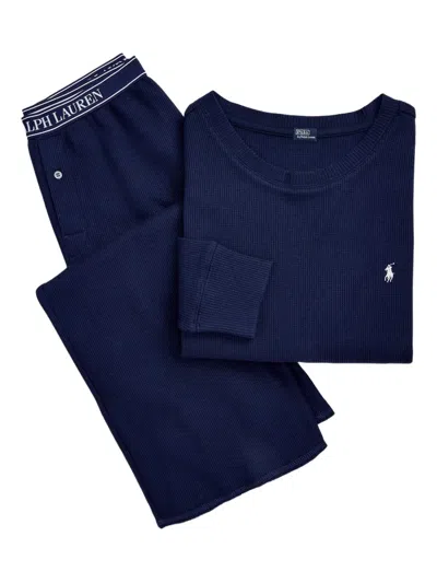 Polo Ralph Lauren Waffle-knit Pyjama Set In Blue
