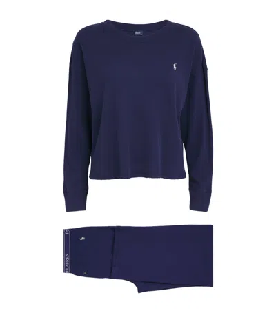 Polo Ralph Lauren Waffle-knit Pyjama Set In Navy