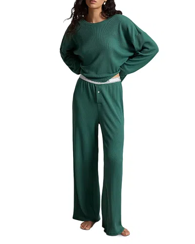 Polo Ralph Lauren Waffle Pajama Set In Green