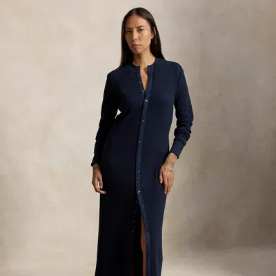 Polo Ralph Lauren Waffle-knit Cotton Dress In Aviator Navy