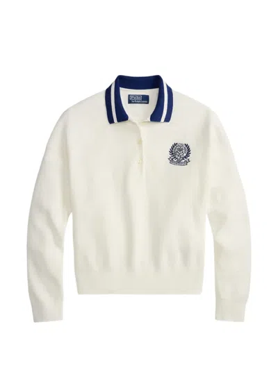 Polo Ralph Lauren Waffle-knit Embroidered Sweater In White
