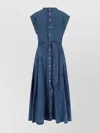 Polo Ralph Lauren Womens Indigo Belted Sleeveless Denim Midi Dress In Blue