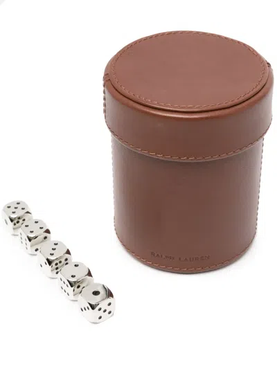 Polo Ralph Lauren Warren Leather Dice-cup Set In Black