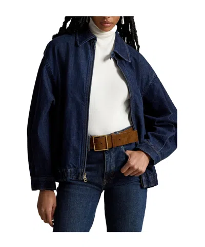 Polo Ralph Lauren Wash Collared Zipup Denim Jacket In Black