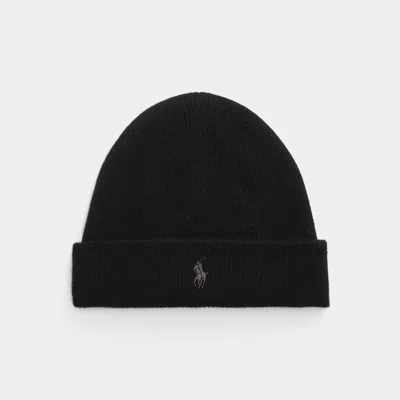 Polo Ralph Lauren Cashmere Polo Pony Beanie In Black  